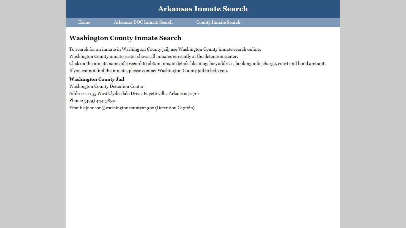 Washington County Inmate Search